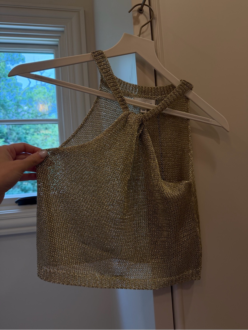superdown Metallic Gold Knit Halter Crop Top Size XS